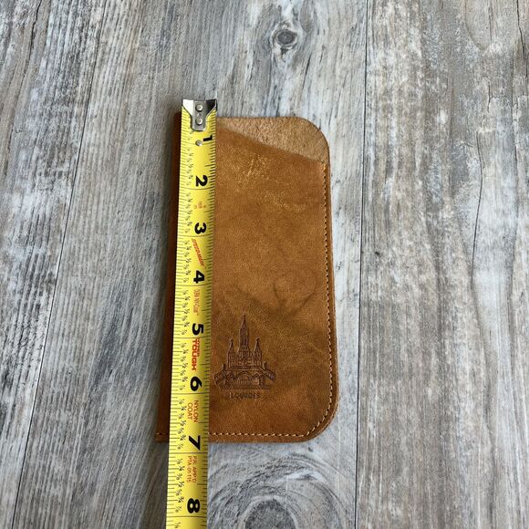 Leather Glasses Holder Brown Lourdes Design Vintage - Picture 6 of 6